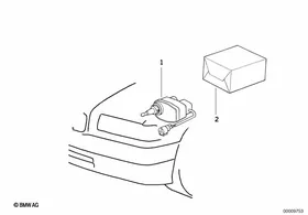 Headlight aim control — BMW E36 factory diagram