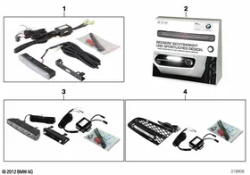 Retrofit kit, LED daytime driving lights — BMW E36 factory diagram