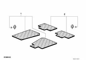 Rubber mat — BMW E36 factory diagram