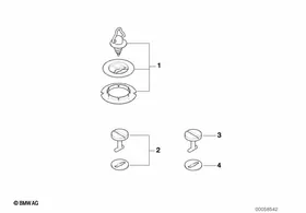 Floor Mat Locks — BMW E36 factory diagram