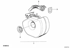 Spare fuel canister — BMW E36 factory diagram