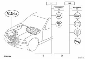 Air conditioning system R134A — BMW E36 factory diagram