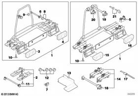 Bicycle rack, trailer coupling — BMW E36 factory diagram