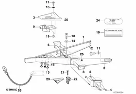Trailer, individual parts, towbar — BMW E36 factory diagram
