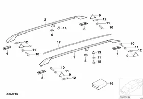 Hood parts, railing — BMW E36 factory diagram