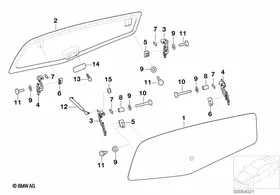 Hood parts, side door — BMW E36 factory diagram