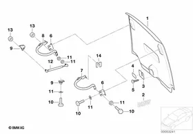 Hood parts, rear door — BMW E36 factory diagram