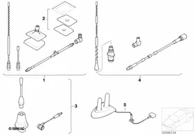 Retrofit kit, teleph. antenna Singleband — BMW E36 factory diagram