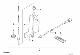 Side wall aerial retrofit kit — BMW E36 factory diagram