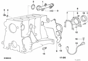 Engine block mounting parts — BMW E36 factory diagram