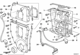 Timing case — BMW E36 factory diagram