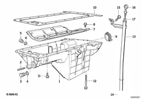 Oil pan/oil level indicator — BMW E36 factory diagram