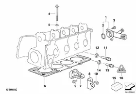 Cylinder head attached parts — BMW E36 factory diagram