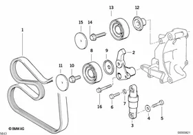 Belt Drive Water Pump/Alternator — BMW E36 factory diagram