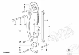 Timing and valve train-timing chain — BMW E36 factory diagram