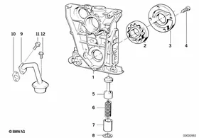 Lubrication system/Oil pump with drive — BMW E36 factory diagram