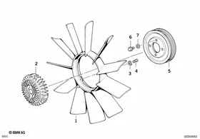 Cooling system-fan/fan coupling — BMW E36 factory diagram