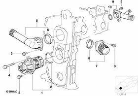 Waterpump - Thermostat — BMW E36 factory diagram