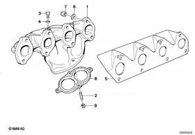 Exhaust manifold — BMW E36 factory diagram