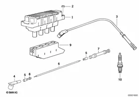 Ignition coil/spark plug — BMW E36 factory diagram