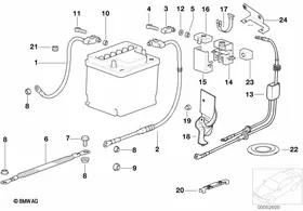 Battery cable(battery rear) — BMW E36 factory diagram