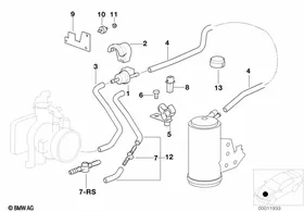 Fuel tank breath.valve/disturb.air valve — BMW E36 factory diagram