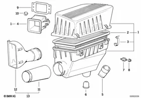 Intake silencer / Filter cartridge — BMW E36 factory diagram