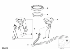 Fuel pump and fuel level sensor — BMW E36 factory diagram