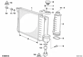 Radiator — BMW E36 factory diagram