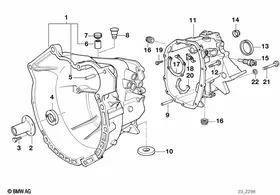 S5D...G housing + mounting parts — BMW E36 factory diagram