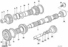 S5D...G countershaft/reverse gear — BMW E36 factory diagram