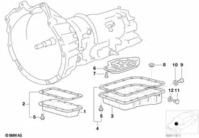 A4S 270R/310R oil pan/oil strainer — BMW E36 factory diagram
