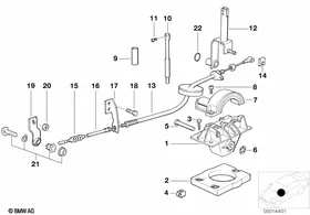 Gear shift parts, automatic gearbox — BMW E36 factory diagram