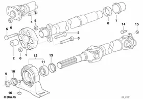 Drive shaft-cent.bearing-universal joint — BMW E36 factory diagram