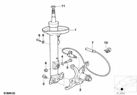 Front spring strut/shock absorber — BMW E36 factory diagram