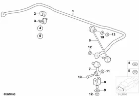 Stabilizer, front — BMW E36 factory diagram