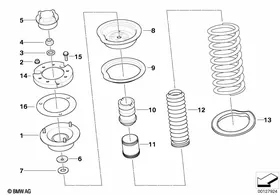Guide support/spring pad/attaching parts — BMW E36 factory diagram