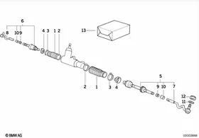 Steering linkage/tie rods — BMW E36 factory diagram