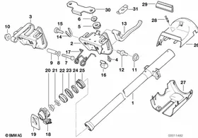 Vertically adjustable steering column — BMW E36 factory diagram
