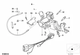 Steering lock/ignition switch — BMW E36 factory diagram