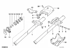 Fixed steering column tube — BMW E36 factory diagram