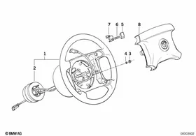 Steering wheel airbag — BMW E36 factory diagram