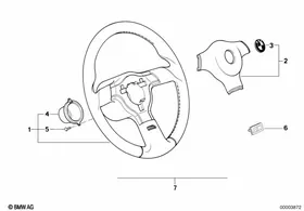 Sports steering wheel M-technik — BMW E36 factory diagram