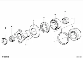 Drive flange suspension/gasket ring — BMW E36 factory diagram