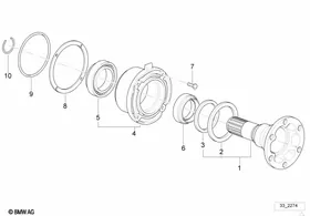 Drive flange suspension/gasket — BMW E36 factory diagram