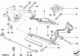 Rear axle support/wheel suspension — BMW E36 factory diagram