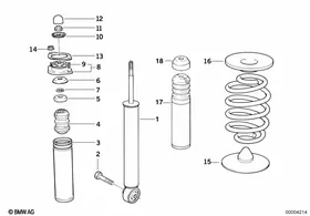 Single components for rear spring strut — BMW E36 factory diagram