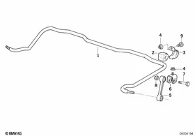 Stabilizer, rear — BMW E36 factory diagram
