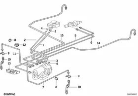 Brake pipe front ABS/ASC+T — BMW E36 factory diagram