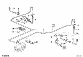 Brake pipe rear ABS/ASC+T — BMW E36 factory diagram